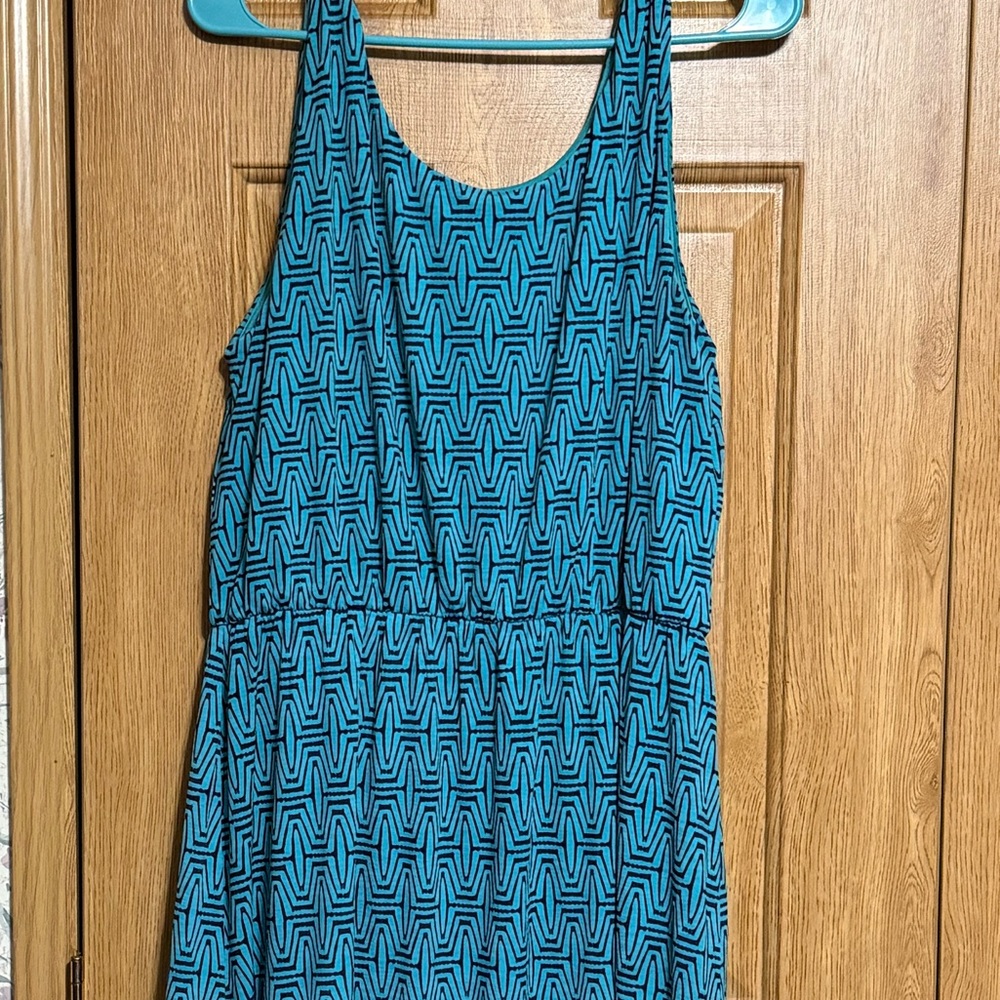 Market & Spruce Teal Geometric Midi Dress - Picture 2 of 4